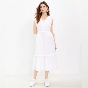 Loft Flutter Button Midi Dress